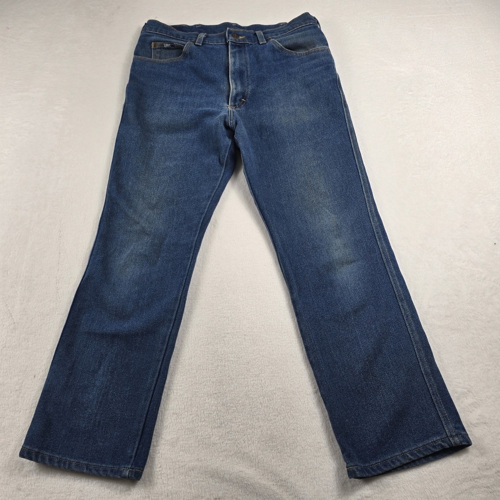 Lee Vintage Jeans Mens 36x30 Straight Leg Medium Wash Blue Denim Made in USA